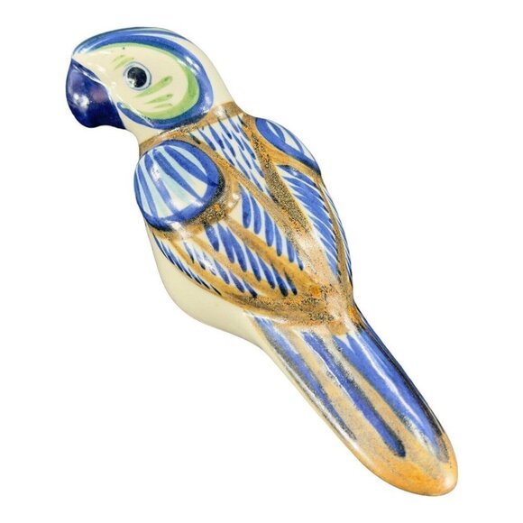 Hand Made Mexican Pottery Large Bird Figurine Artist Signed Folk Art Tonala VTG - Picture 1 of 15